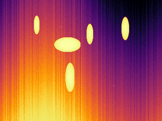 The same thermal frame after plateau-limited histogram equalization, showing much more visible contrast and structure